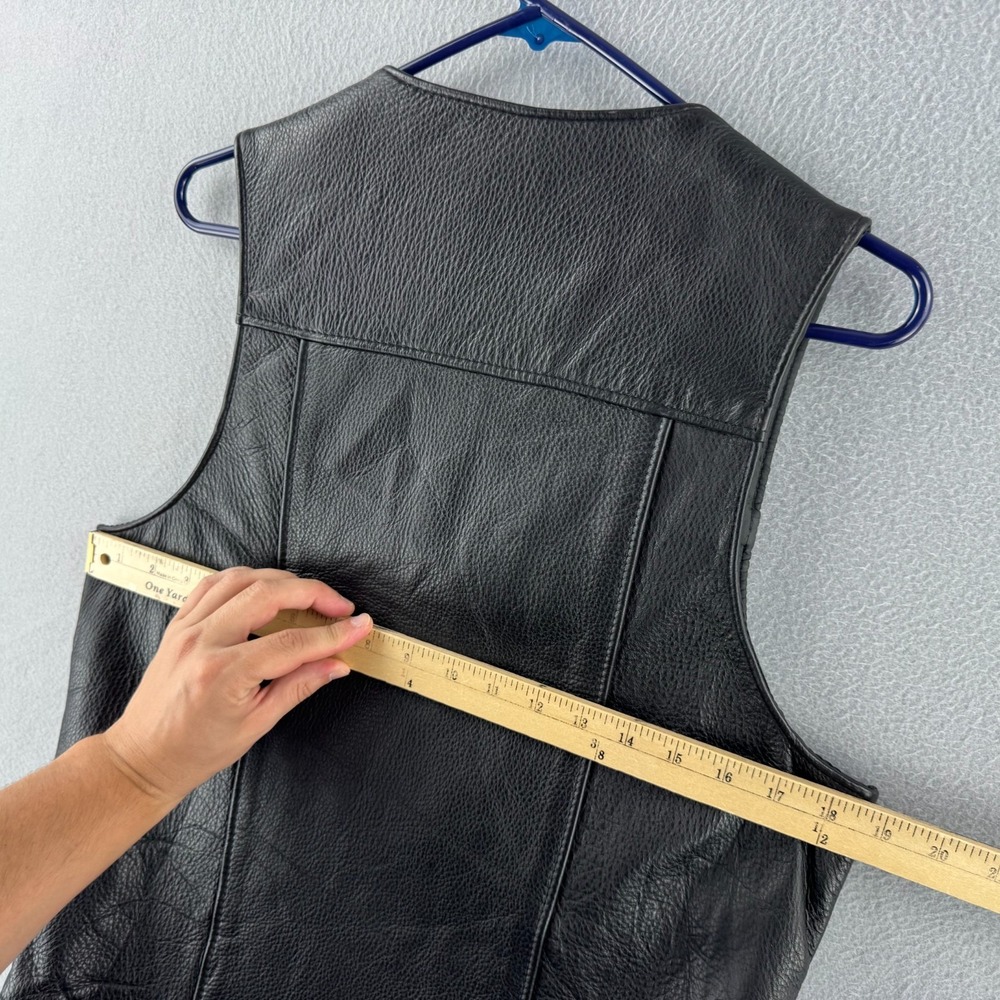 Vintage Schott Leather Vest Mens Small Black Biker Motorcycle Made in USA - Picture 10 of 13